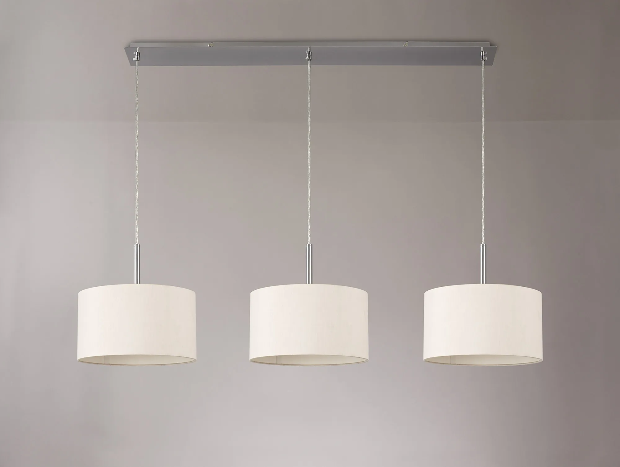Baymont 30cm Shade 3 Light Pendant Satin Nickel, Nude Beige DK0586  Deco Baymont SN NU